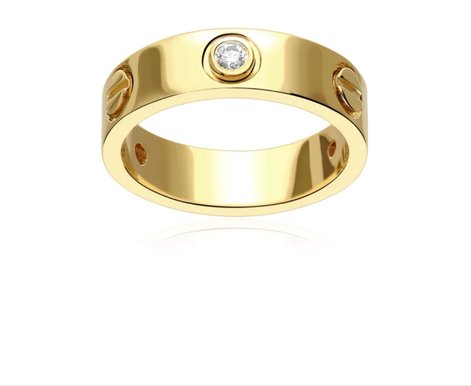 Anillo acero Gold brillantes.